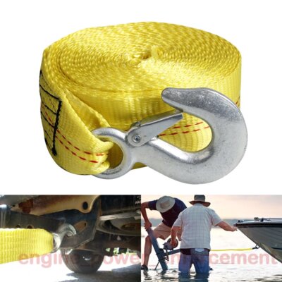 2''x 20' Recovery Tow Winch Straps Rope Hook Car Boat Trailer 10000LBS Max Towing