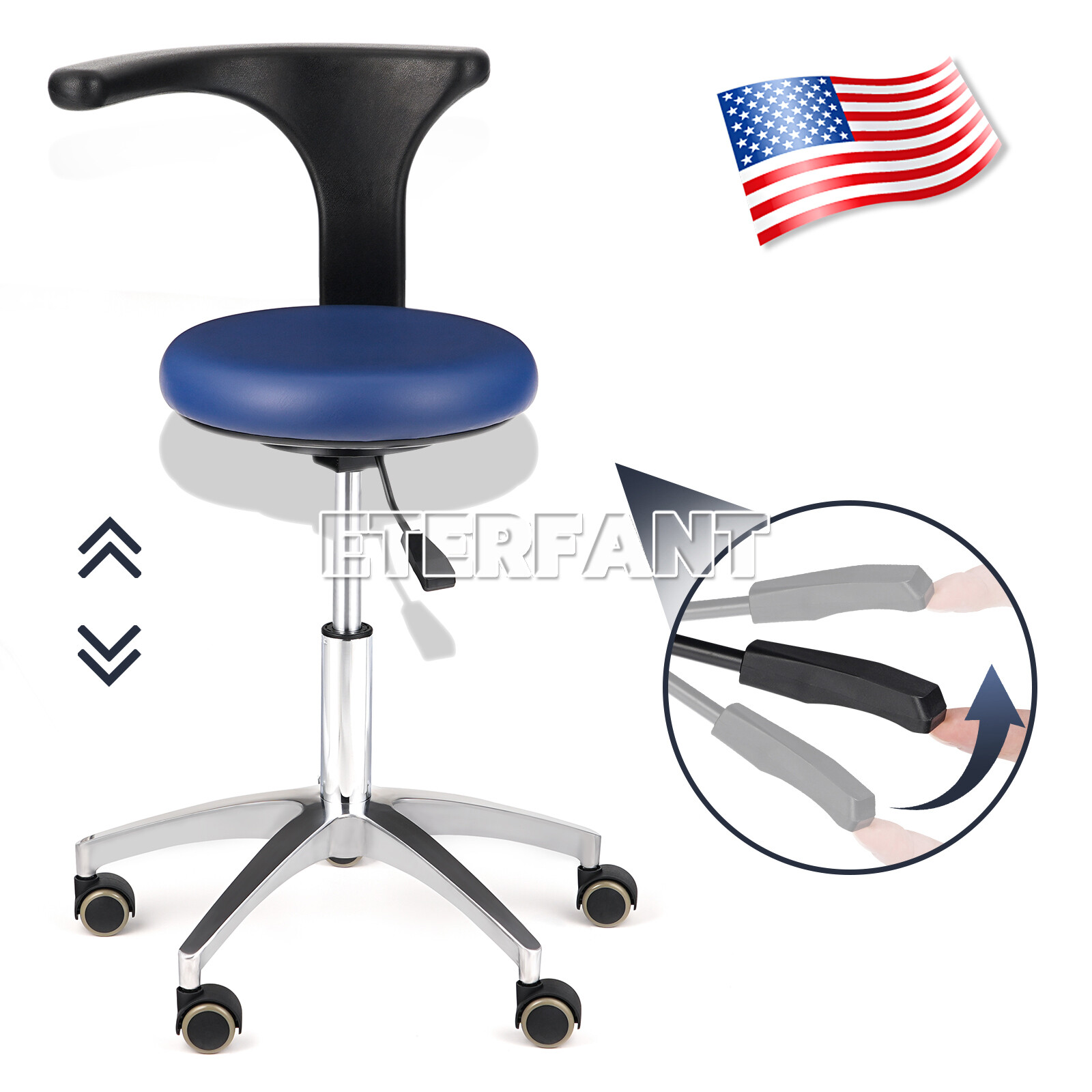 ETERFANT Dental Doctor Assistant Stool Mobile Chair PU Leather Adjustable Height