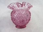 Vintage Fenton 4.5" Tall by 4.75" Wide Round Ruffled Edge Signed Rose Bowl, MINT