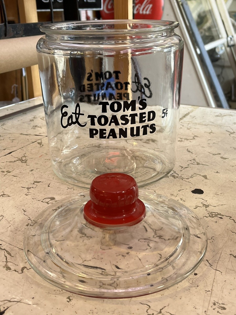 Original 1940's Tom's Peanuts Advertising Country Store Jar w