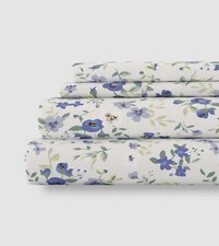 Ienjoy Home Blue Blossoms 4-Piece Bed Sheet Set, Queen Size