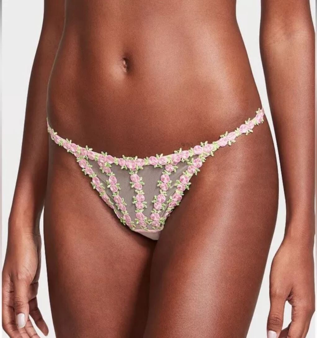 NWT Victoria's Secret Dream Angels Rosebud Embroidery String Bikini Medium size