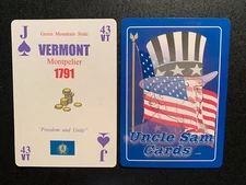 Swap Playing Card   UNCLE SAM   VERMONT    1991