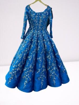 slim fit dress slacks Gold Printed Ethnic Gown With Stone-Embellished Waistband For Girls 13-14Y(36)