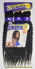Ruwa 3x Senegal Twist 14" 1B Black Braid Hair Pre Stretched Looped Crochet
