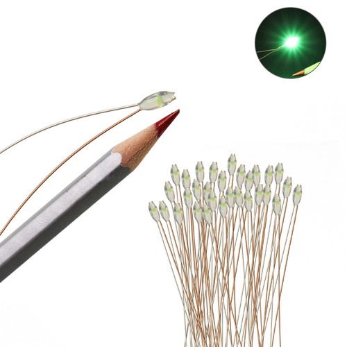 30 LED SMD Vertes étanches Pré-soudées - Micro LED Couvertes De Résine, 20cm De Câble