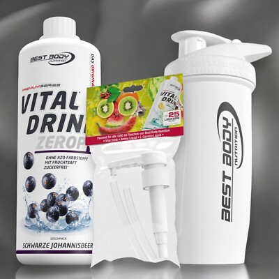 Best Body Low Carb Vital Drink Getränkesirup + Edelstahl Shaker + Dosierpumpe