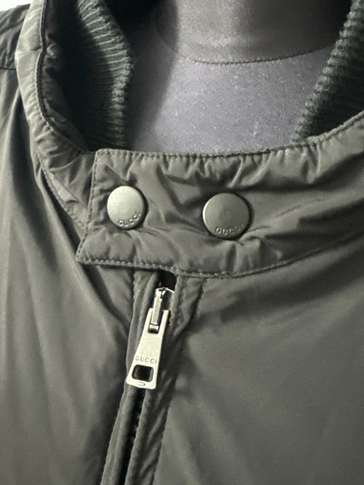 Giacca a vento Gucci collo web nylon uomo taglia 52 nero ⚫️