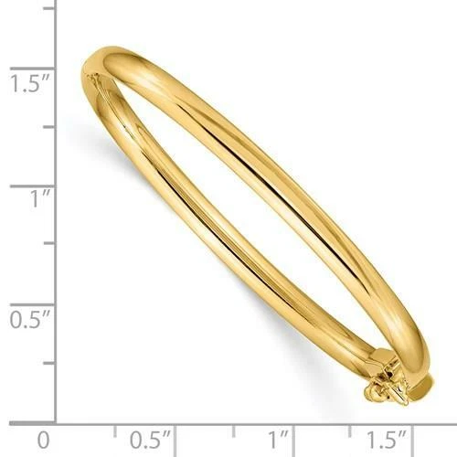 14k Solid Yellow Gold High Polished Shiny Baby Bangle Bracelet 3.75mm Wide Gift