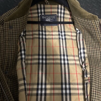 RARE BURBERRY Mens Coat 2XL Jacket Nova Check London Vintage Wool