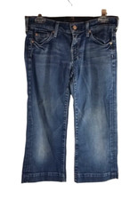 7 For All Mankind Cropped Dojo Womens Blue Jeans Pants Size 27 Made in USA