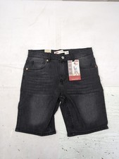Levi's Boys Denim Shorts Size 16 Reg 28W Slim Fit Black Grunge Adj. Waist AM30