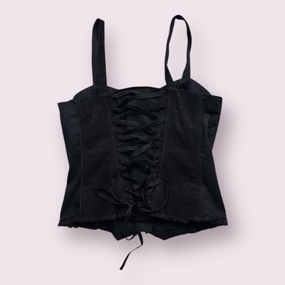 Vintage Women s Tripp NYC Black Lace Corset Top Grunge Y2K 2XL Emo