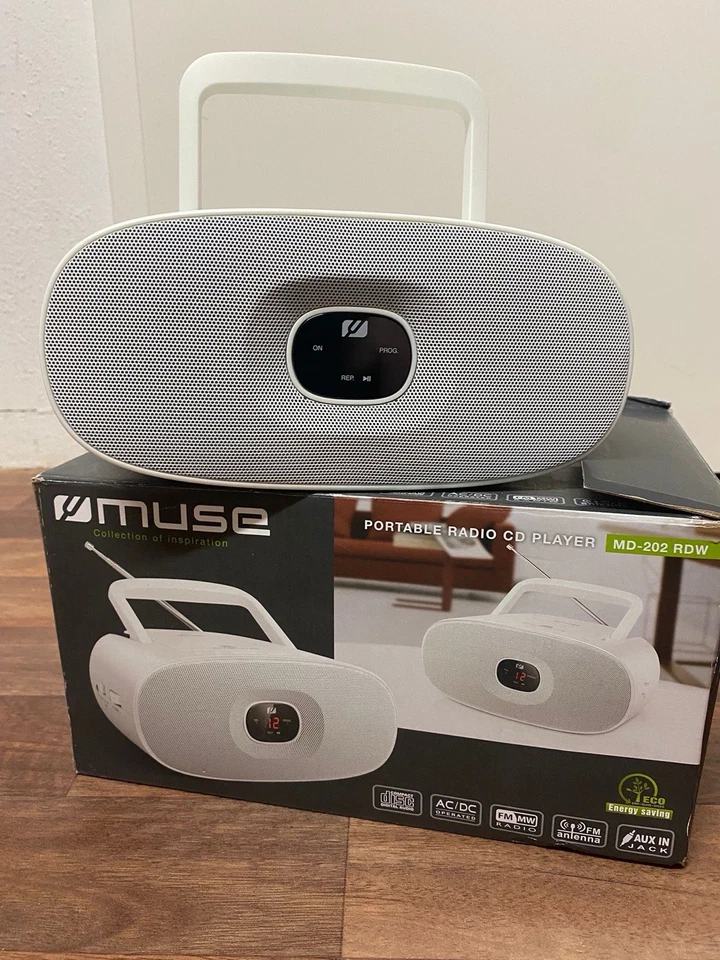 Muse MD-202 RDW – Tragbarer CD-Radio-Player | FM/MW | AUX-IN | Weiß