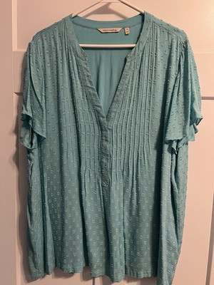 Soft Surroundings Mint Green Top With Flutter Sleeves Size 1X