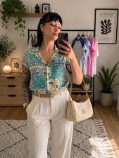 MNG Damen Bluse Basic Kurzarm Kragen Paisley ...