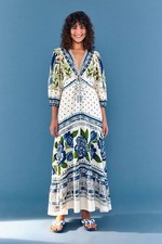 NEW FARM Rio Off White Macaw Flight Maxi Dress Medium