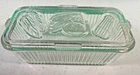 Vtg Federal Glass Ribbed Rectangular Refrigerator Dish Embossed Vegetable Lid 8"
