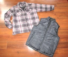 BERKLEY JENSEN ~ Men's XL ~ LOT of 2! SHERPA FAUX FUR Lined Flanel Jacket + Vest
