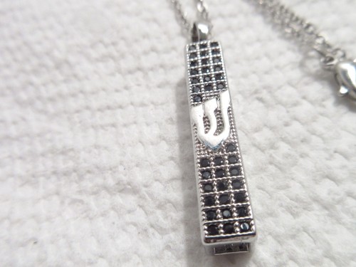 Mezuzah Rectangular Crystal Jewish Religious Pendant