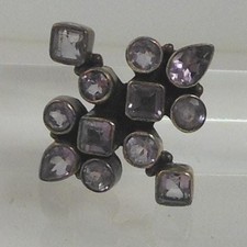 Vintage Amethyst Cluster Statement Ring Sterling Silver Purple Ring Size by 6