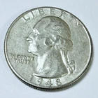 1948 Washington Quarter - 90% Silver - Circulated Coin #4973