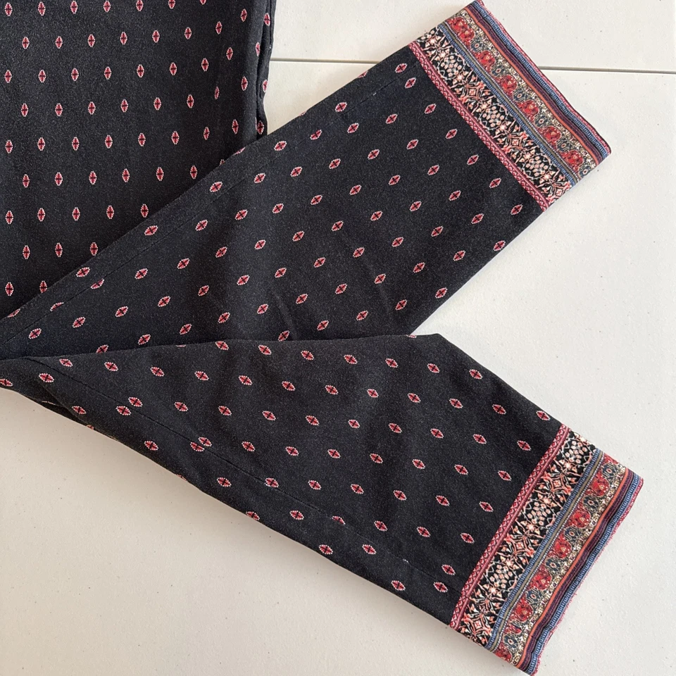 Pantalones para mujer J. Jill Premium Bistretch talla 14T negro rojo diseño cremallera, hebilla Foto 2 de 4