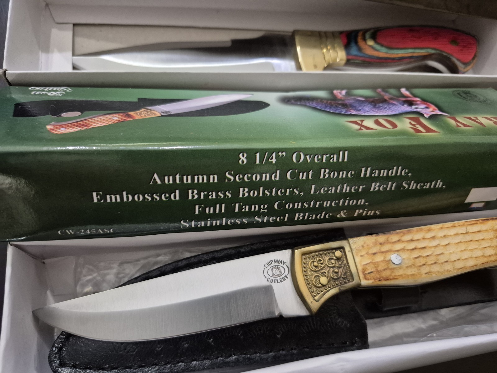 Chipaway Cutlery Gray Fox And Hunting Knife Fixed Blade Pair