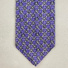 Vintage Geometric Floral Silk Tie 1990s Purple/Black/White Necktie Made in USA