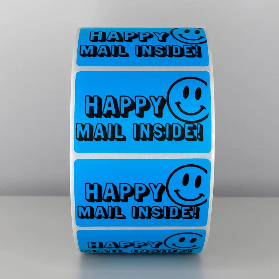 Etiquetas adesivas internas Happy Mail selos de embalagem rosto sorridente - Imagem 2 de 4
