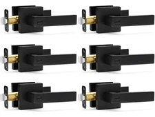 6 Pack Matte Black Door Handles Privacy Levers, Heavy Duty Bed and Bath Locks