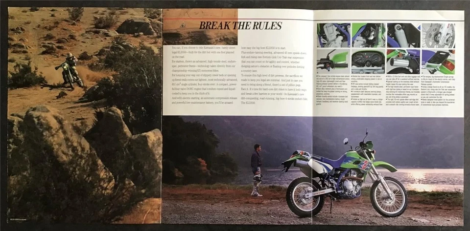 KAWASAKI KLX650 MOTORCYCLE Sales Brochure 1993 #99948-1156 ALL-E III-I - Image 3 of 3