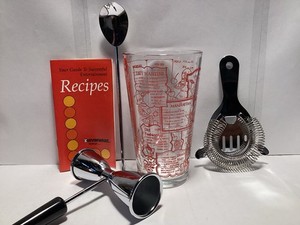 Irvinware Glass Cocktail Mixing Set with Bar Tools And Recipe Book