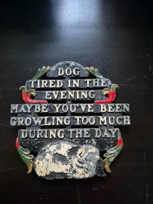 VINTAGE KITCHEN TRIVET ''DOG TIRED''