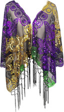 Mardi Gras Shawl Scarf Cape Costume Party Favor Accessories Sequins Mardi Gras P