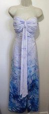 Lipsy lilac chiffon tie dye strapless long maxi dress 14 wedding prom bridesmaid