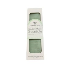 Amazing Baby NWT Green Muslin Swaddle blanket for girls or boys 36 in x 36 in