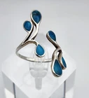 Vintage Stirling Silver Turquoise Bypass Ring Size 8.5