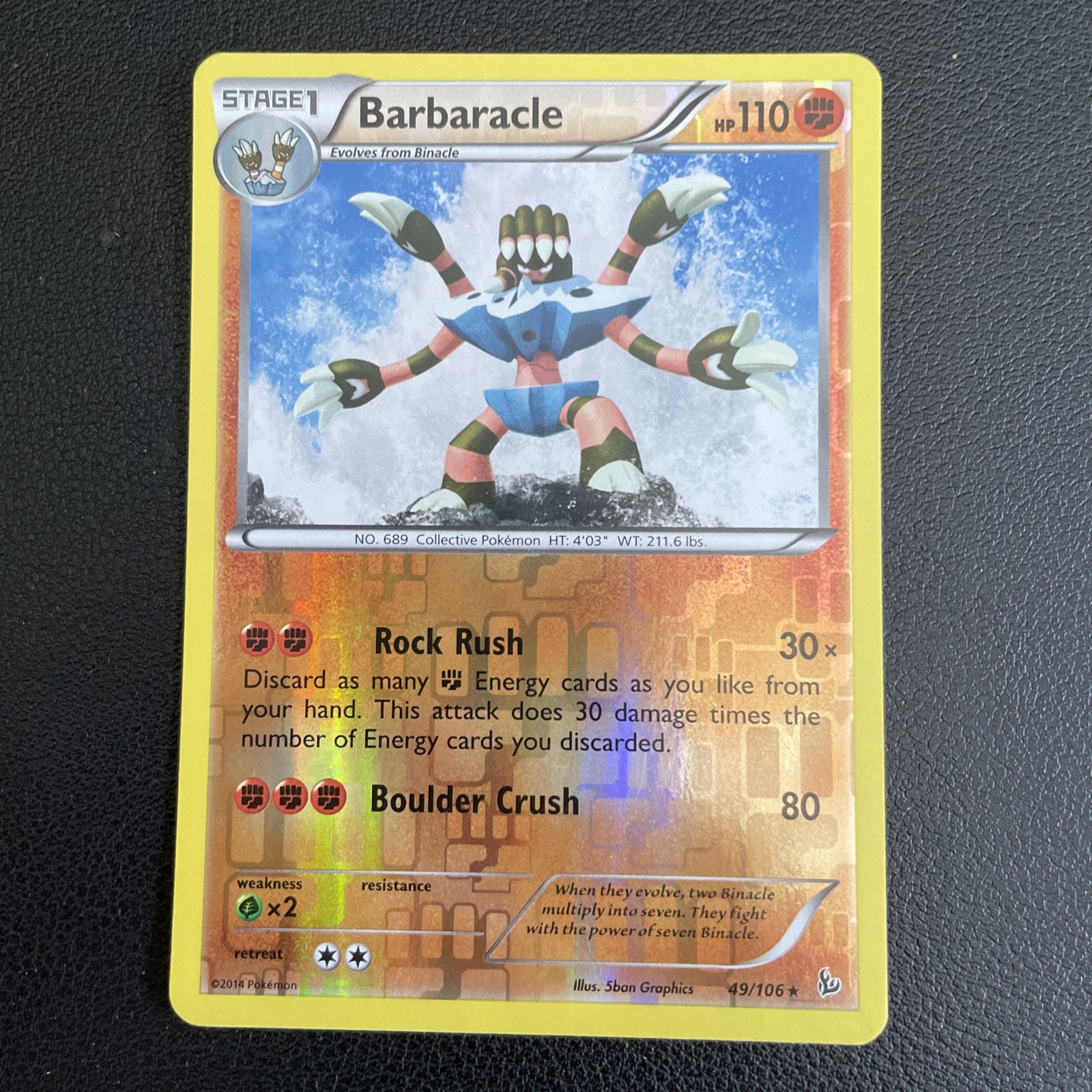 Pokémon TCG Barbaracle 49/106 Reverse Holo Rare X&Y Flashfire XY LP