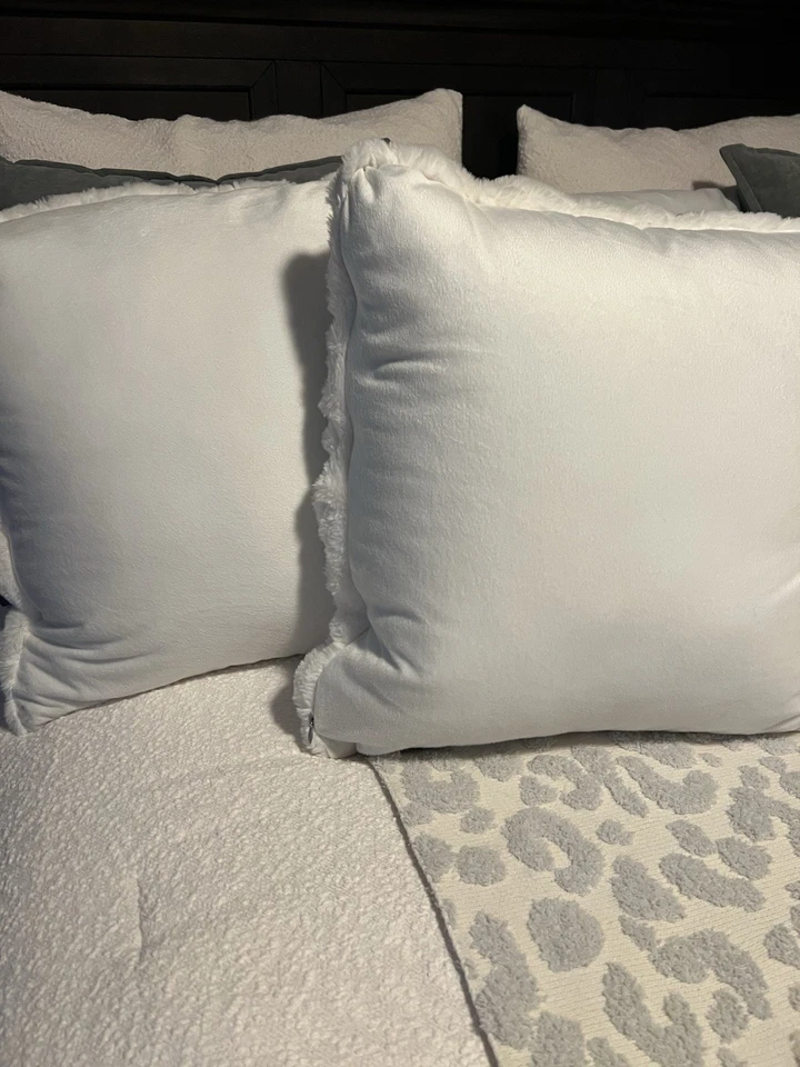 White Faux Fur Koolaburra By Ugg Large Throw Pillows, Set Of 2 - Image 3 of 4