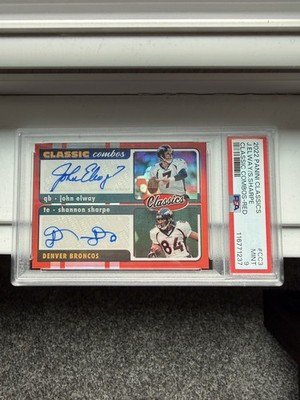 2022 Panini Classics - PSA 9 John Elway / Shannon Sharpe Dual auto, 1/3, POP: 1!