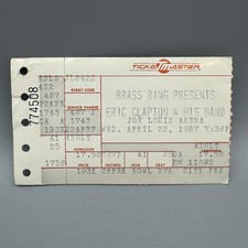 APR 22, 1987 ERIC CLAPTON & HIS BAND @ JOE LOUIS ARENA CONCERT TICKET STUB