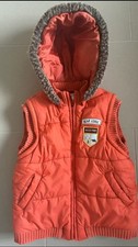Janie and Jack Boy Hooded Snuggly Winter Vest Orange Size 8