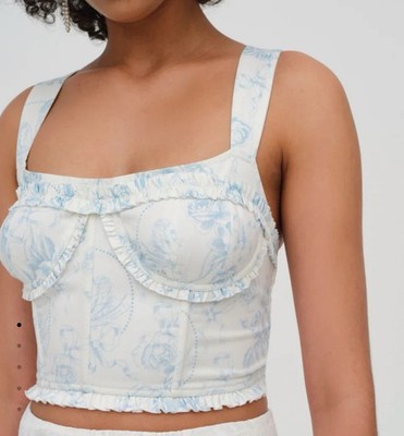 For Love & Lemons Chantal Denim Corset Top Size XL NWT!