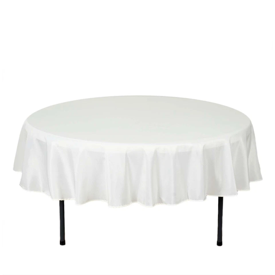 10 IVORY CREAM 90" ROUND POLYESTER TABLECLOTHS Wholesale Tabletop Decorations - Image 4 of 4