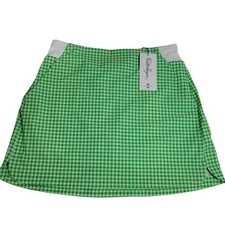 Walter Hagen Skort Womens Medium Green Gingham Lightweight Performance Golf NEW