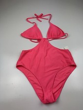 Aerie American Eagle Women  s Large Cut Out Bikini Swimsuit Neon Hot Pink