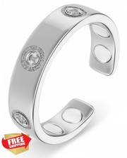 MagnetRX Magnetic Rings for Women Silver Size 10 Crystal