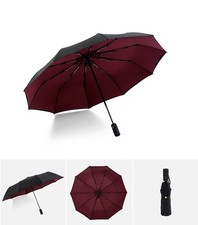 Automatic Windproof Travel Umbrella Double Layer 10 Rib Compact Rain Sun UPF40 