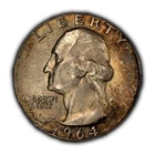 1964 25c Silver Washington Quarter - Original Toning - SKU-Y6154